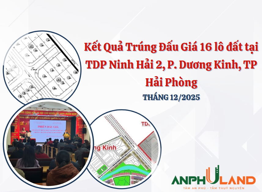 Kết quả trúng đấu giá 16 lô đất tại TDP Ninh Hải 2, phường Dương Kinh, TP Hải Phòng tháng 12 năm 2025